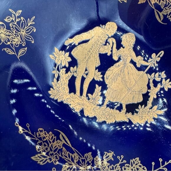 Limoges France Cobalt Blue and Gold “The Proposal” Andre Prevot Trinket Dish - Picture 10 of 13